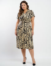 Vestido Midi Linho Misto Estampado
