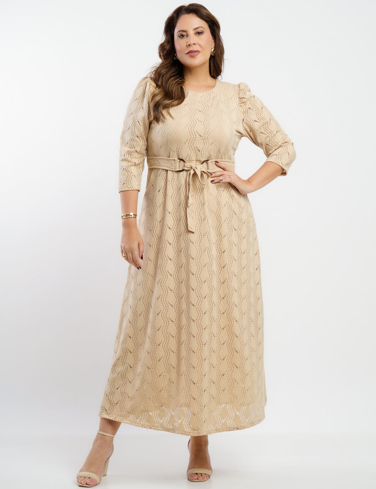 Vestido Longo Malha Lasie Com Cinto