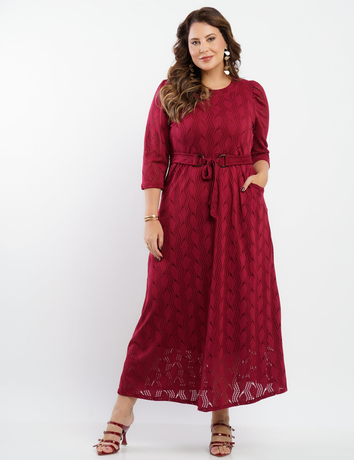 Vestido Longo Malha Lasie Com Cinto